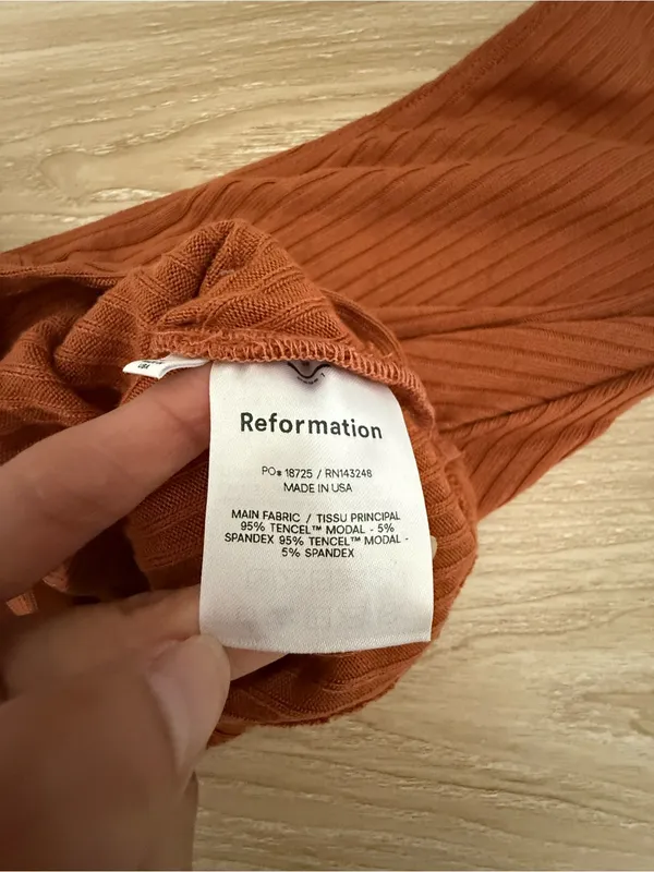 Reformation Large NEW Minnie Top Cider Cinnamon Rib Fitted Surplice Fall Autumn - Image 4