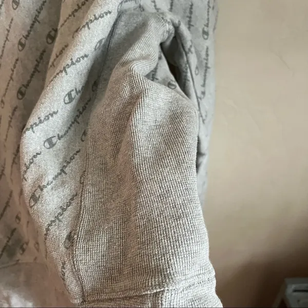 Champion Gray Reverse Weave All Over Logo‎ Pullover Sweater - Image 7