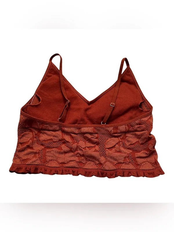 Fornia Floral Lace Bralette Crop Top Rust Copper Summer Western Boho S/M - Image 4