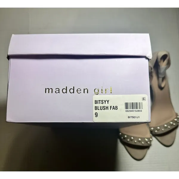 Madden Girl Block Heels Women 9 Bitsyy Blush Suede Faux Pearls Wedding Prom New - Image 9