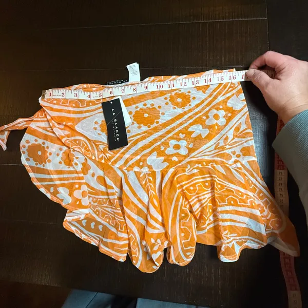 La‎ Blanca Orange Paisley Mesh Sarong Swim Cover Up Skirt W-31981C5 Large - Image 9