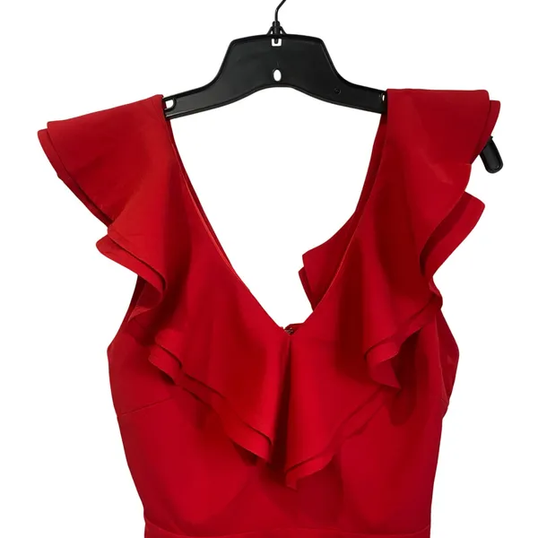 Lulus Divine Darling Red Ruffle Mini‎ Skater Dress Size S Romantic Party Date - Image 3