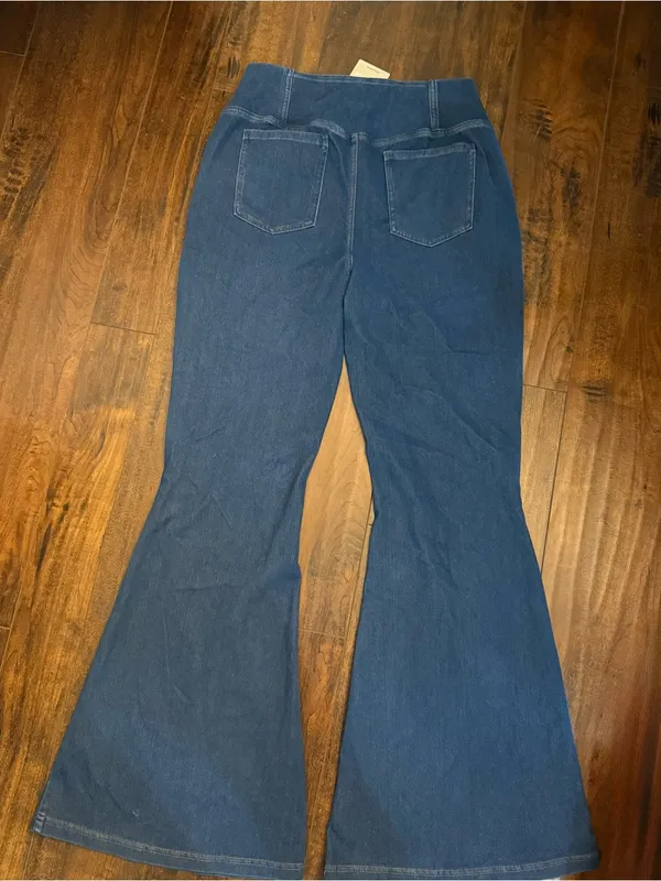 Halara Flex High Waisted Crossover Pocket Washed Casual Flare Jeans Size L NWT - Image 5