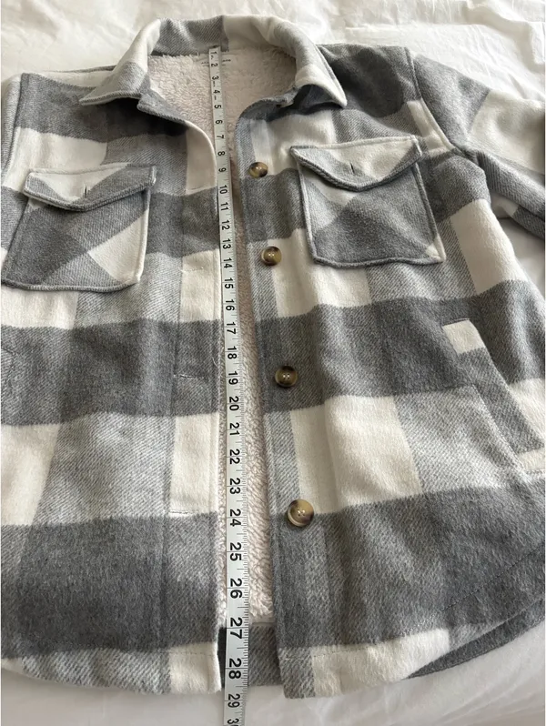 Gray & Cream Plaid Sherpa - Image 3