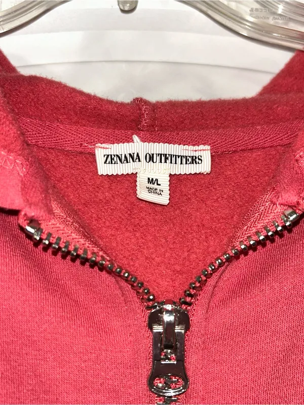 Zenana Outfitters Coral Full-Zip Hooded Long Sweatshirt Women’s M/L - Image 2