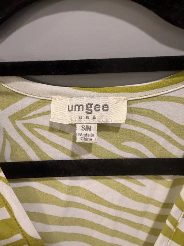 Umgee Lime and White Zebra Print Relaxed Fit V-Neck Swim Cover-Up Small / Medium - Image 7