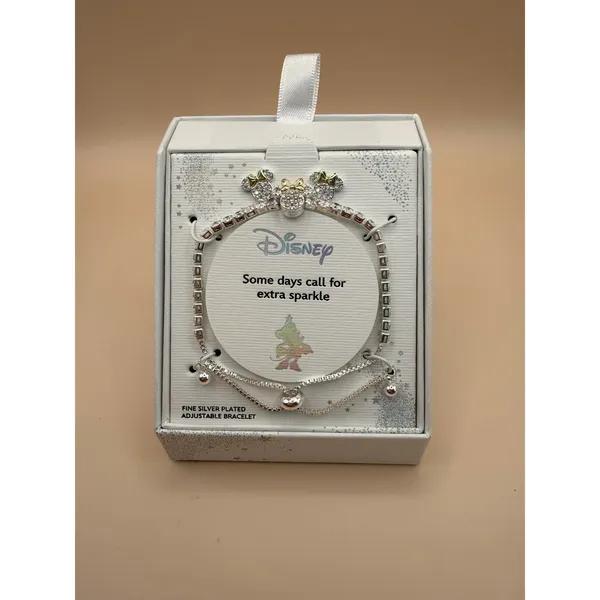 Disney Minnie Mouse Fine‎ Silver Plated Cubic Zirconia Adjustable Bolo Bracelet - Image 4