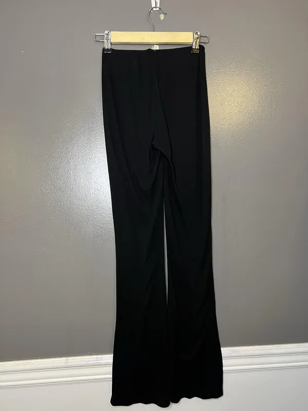 Princess Polly Pants Womens 2 Black Ribbed Flare Ruched Waist Lounge Sweatpants - Image 6