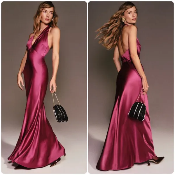 Reformation Daniela Silk Maxi Dress Hibiscus Tea pink size 2 C0 - Image 2