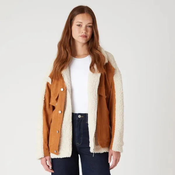 NWT BLANKNYC Faux Suede & Faux Shearling Trucker Jacket Small, CATCH ME OUTSIDE - Image 9