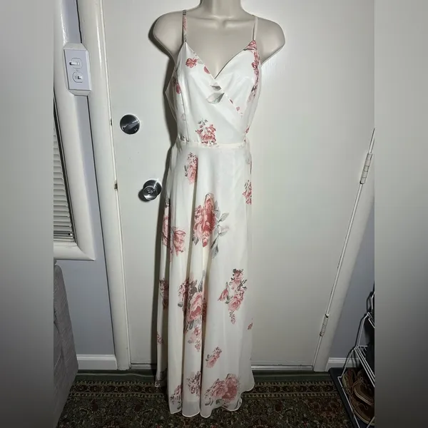 Lulu's White and Pink Floral Maxi Dress - Image 3