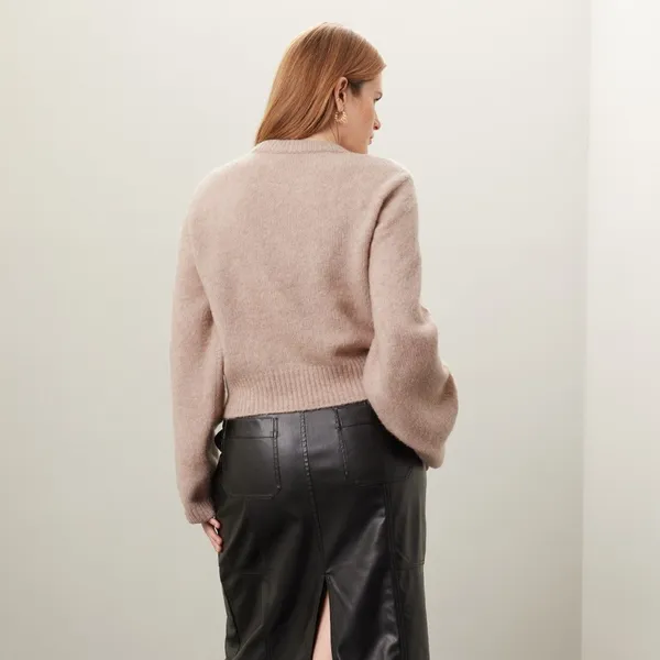 Club Monaco Sz XS Tan Long Sleeve Crewneck Wool Alpaca Blend Pullover Sweater - Image 2