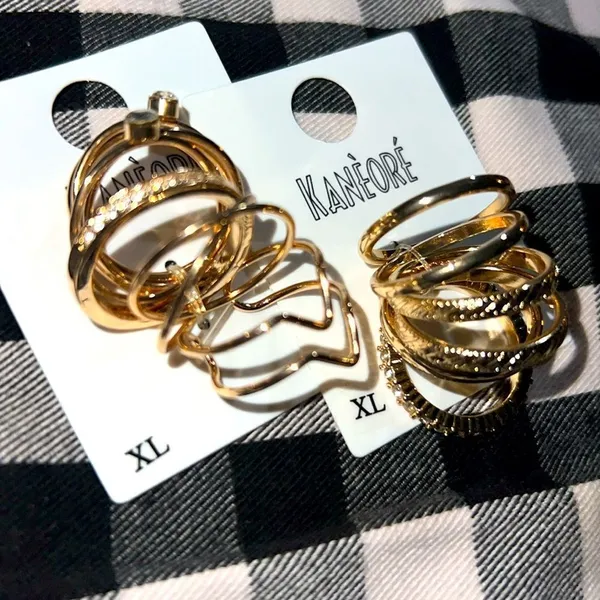 Two sets of stackable goldtone rings size 9 Gold - Image 2
