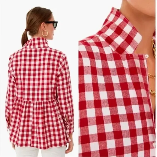 Tuckernuck Pomander Place Apple Red Gingham Scarlett Button Down Shirt NEW - Image 2