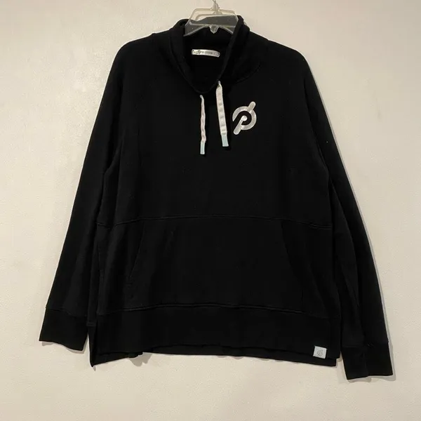 Peloton Black Funnel Neck Sweatshirt Pullover Logo Hoodie Size L - Image 2