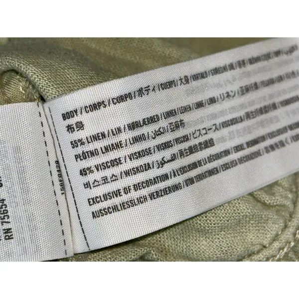 Abercrombie & Fitch Sage Green Linen Blend Pull On Wide Leg Pants Size S Short - Image 5