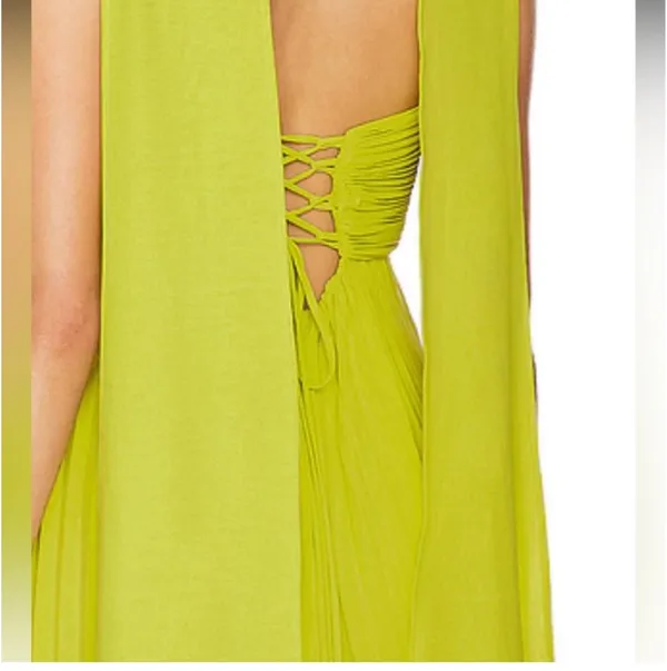 Delfi Collective Chartreuse Strapless Maxi Dress With Neck Scarf - Image 3