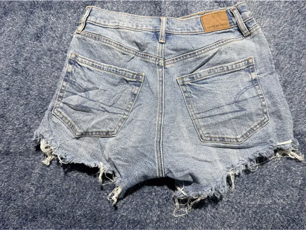 American Eagle Light Wash Distressed Denim Shorts - Image 5