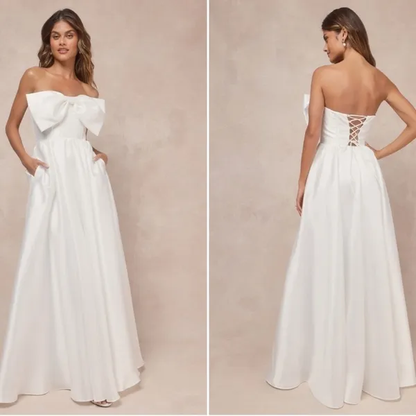 LULUS Bridal Wedding Rehearsal Dinner Reception Bustier Corset Maxi Gown NWT - Image 2