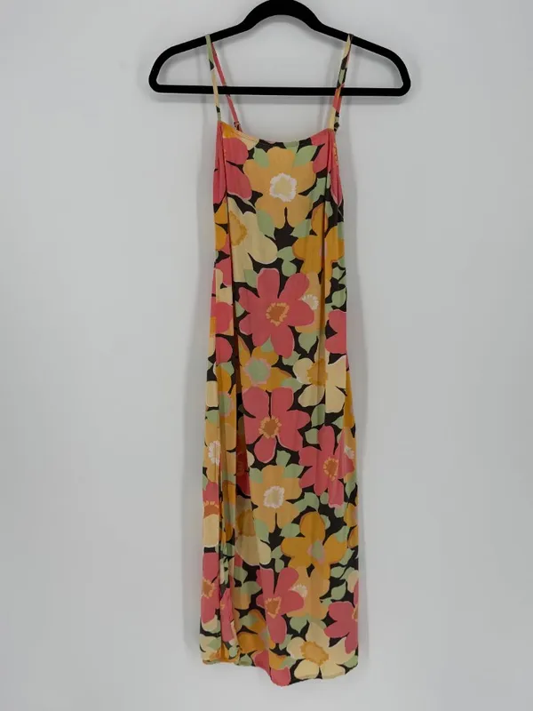 Billabong Floral Tropical Slip Maxi Dress Side Slit 100% Viscose Women's Small P - Image 2