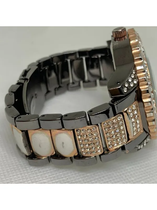 DayTrip iced dial gold black tone women watch large case 46mm size 6.5” running - Image 6