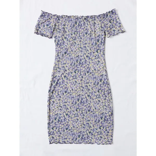 Womens Shein Ditsy Floral Print Off Shoulder Dress - Sz L - Image 2