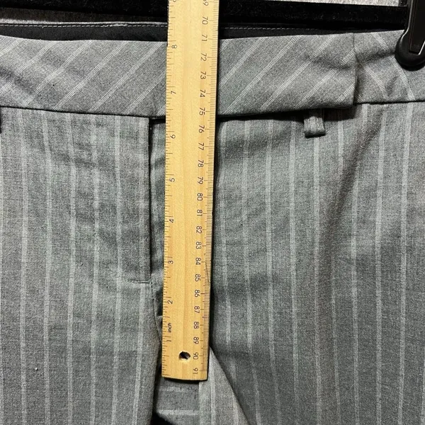 Y2K 90s Dress‎ Pants Medium Gray Pinstripe Wide Straight Leg Low Rise Be Cool - Image 3