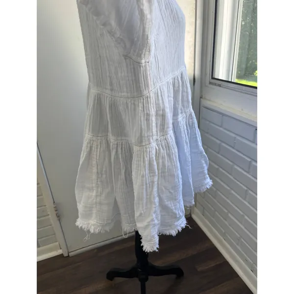Free People Cotton Gauze Tiered‎ Trapeze Tunic Small oversized boho prairie - Image 4