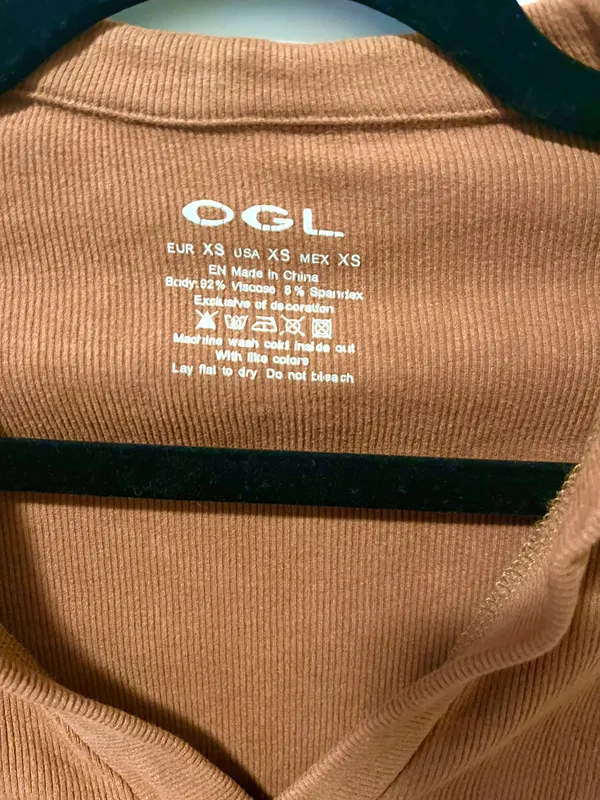 OGL Brown Collared Polo Shirt Long Sleeves Heat Tech Size XS - Image 3
