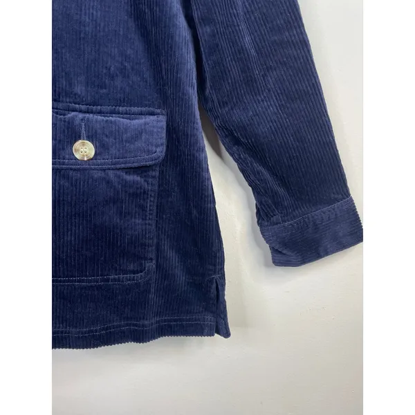 Appleseeds Wide Wale Corduroy Shacket Barn Coat Chore Jacket Stretch Navy Blue M - Image 5