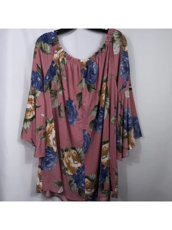 Emerald Floral Peasant Top 3X Pink Blue Boho - Image 8