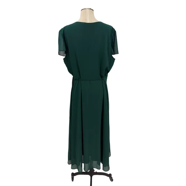 Baltic Born Bristol Midi Wrap Dress Emerald Green Flutter Sleeve NWT Size 2X - Image 7