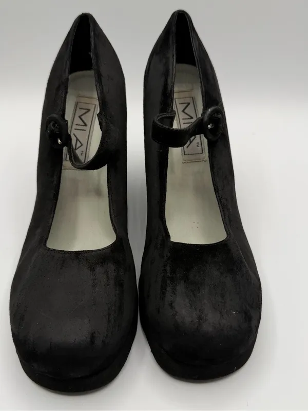 Vintage MIA Betty Y2K Mary Jane Platform Wedge Heels Black Leather 8.5 - Image 3