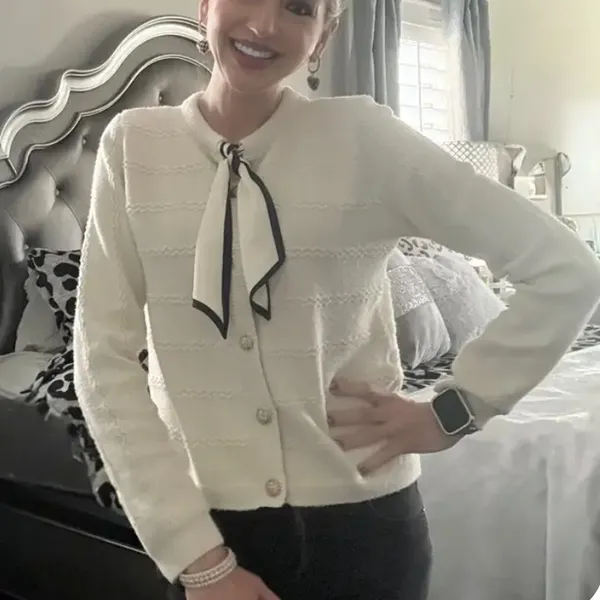 CeCe Off White Scarf Cardigan Sweater MEDIUM Business Casual Career Work $90 - Image 6