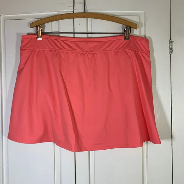 Lands End Womens Plus Sz 18W Coral Pink Swim Skirt Built-in Brief 522876 Modest - Image 2