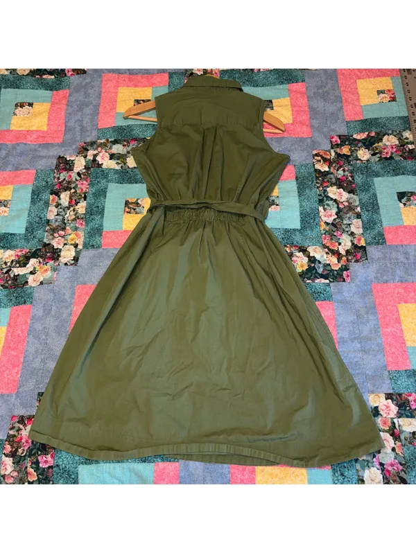 J.Crew $98 Woman’s Size 2 Sleeveless Button-Down Summer Midi Dress with Belt - Image 5