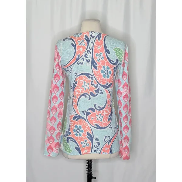 Sundance WHIMSY ROSE Aqua Coral Paisley Floral Baby Waffle Thermal Top Small USA - Image 7