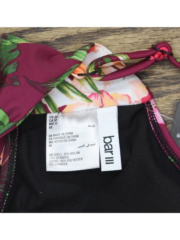 NWT Bar III Fine Plunge Ring Over-the-Shoulder Monokini One Piece Black Multi M - Image 3
