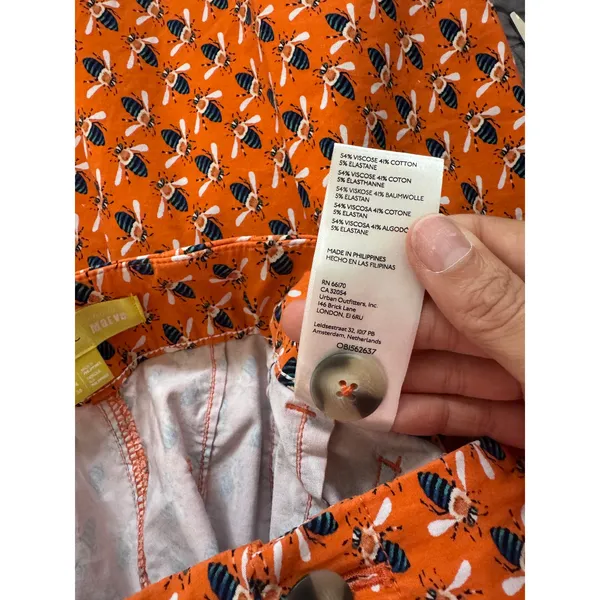 Sarah Gordon x Maeve The Colette Wide-Leg Crop Pants Orange Bee Print Size 4 - Image 7