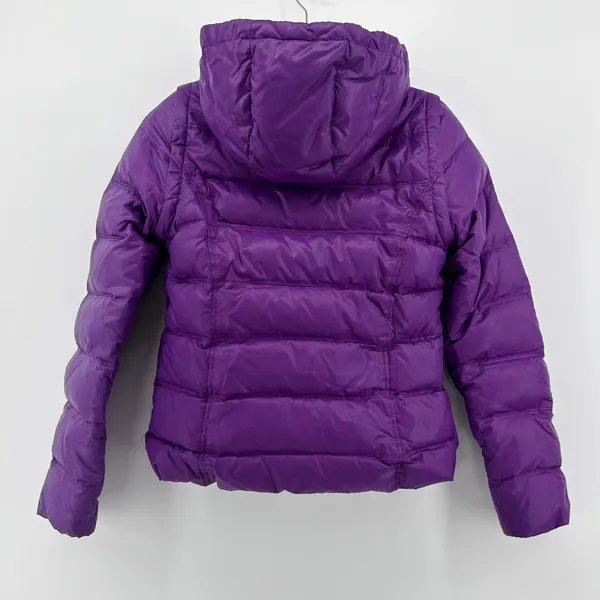 Boden Women's Purple Puffer Jacket Convertible Vest Zip Off Sleeves Hooded US 2‎ - Image 2