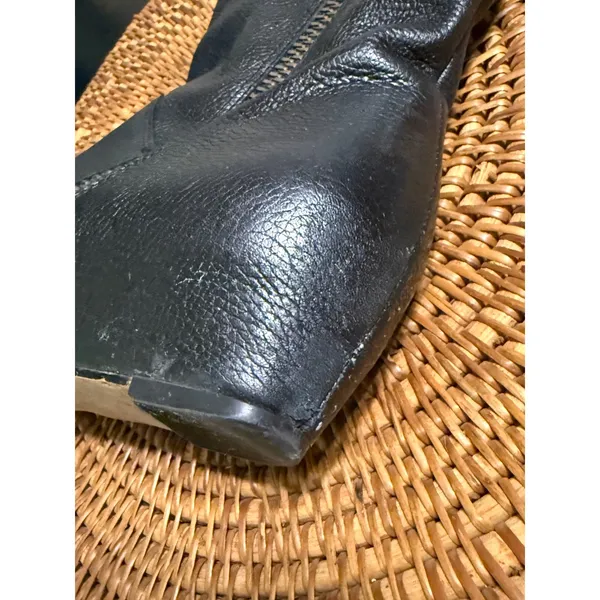 Corso Como Black Pebbled Leather Wedge Knee‎ High Tall Boots Womens 7.5 M - Image 5