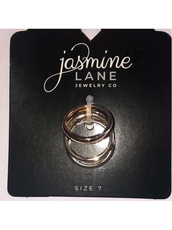 Size 7 Jasmine Lane Gold Tone Ring Triple Stack Set - Image 3