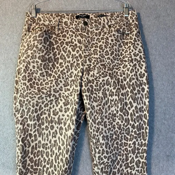Nine West Gramercy Skinny Ankle‎ Women's Sz 14 Brown Leopard Print Stretch Jeans - Image 3
