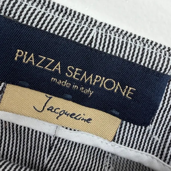 Piazza Sempione Jacqueline Trouser Pants Womens 40 Black White Stripe Career 25" - Image 9