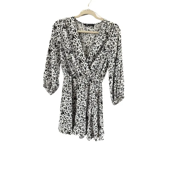 Zara Monochrome Patterned Mini Dress - Image 3