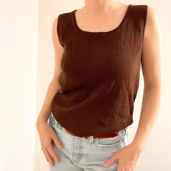 Vintage Brown Sleeveless Top Size M - Image 3