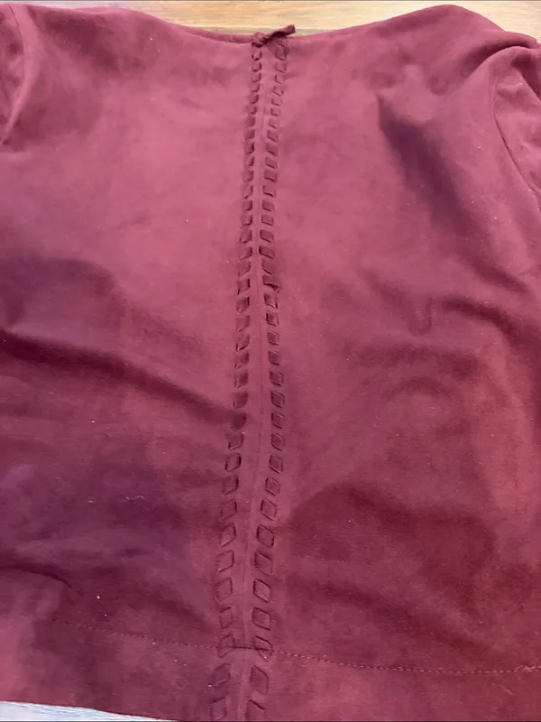 BB Dakota Faux Suede Moto Jacket Burgundy Wine Braided Size Small - C61-122 - Image 9