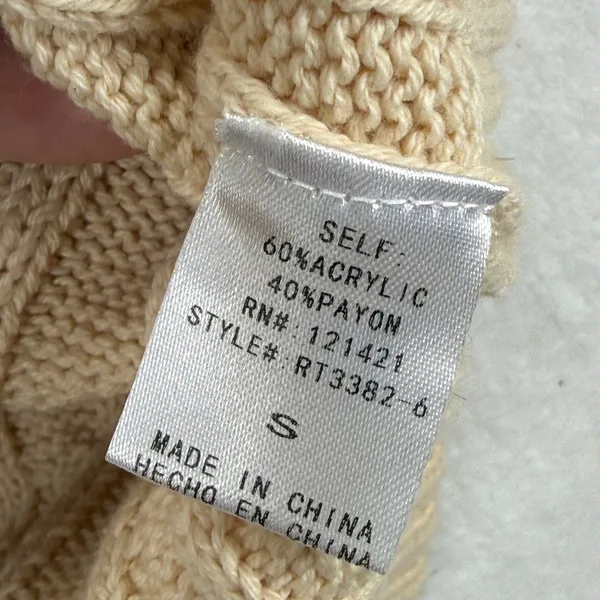 Ellison Beige Cable Knit Turtleneck Sweater Vest RT3382-6 Womens‎ Small - Image 5