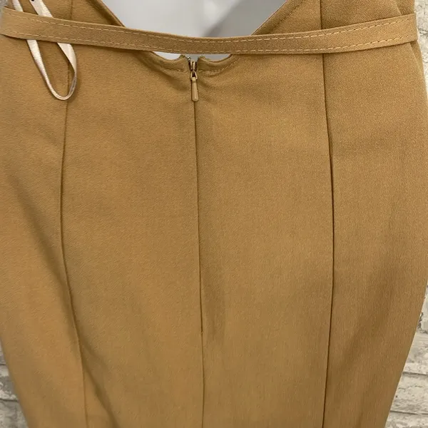 ASOS Tan Backless Halter Dress - Image 3