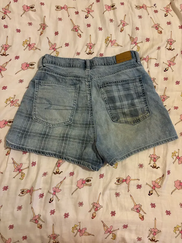 Plaid American eagle plaid shorts Blue - Image 2